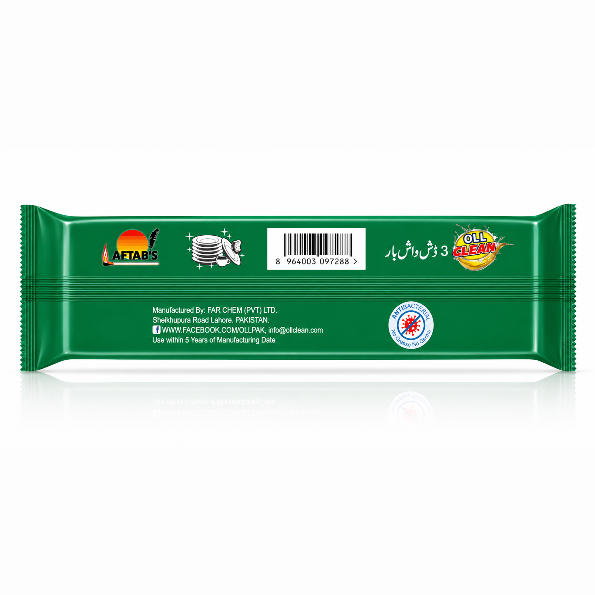 Back of OLL Clean Super Value 3X Dishwash Bars pack